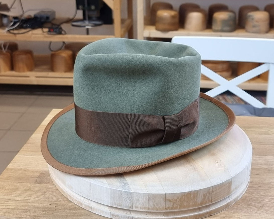 WHIPPET FEDORA | DELUXE RABBIT & HARE BLEND | SAGE GREEN | SIZE 59, US 7 3/8
