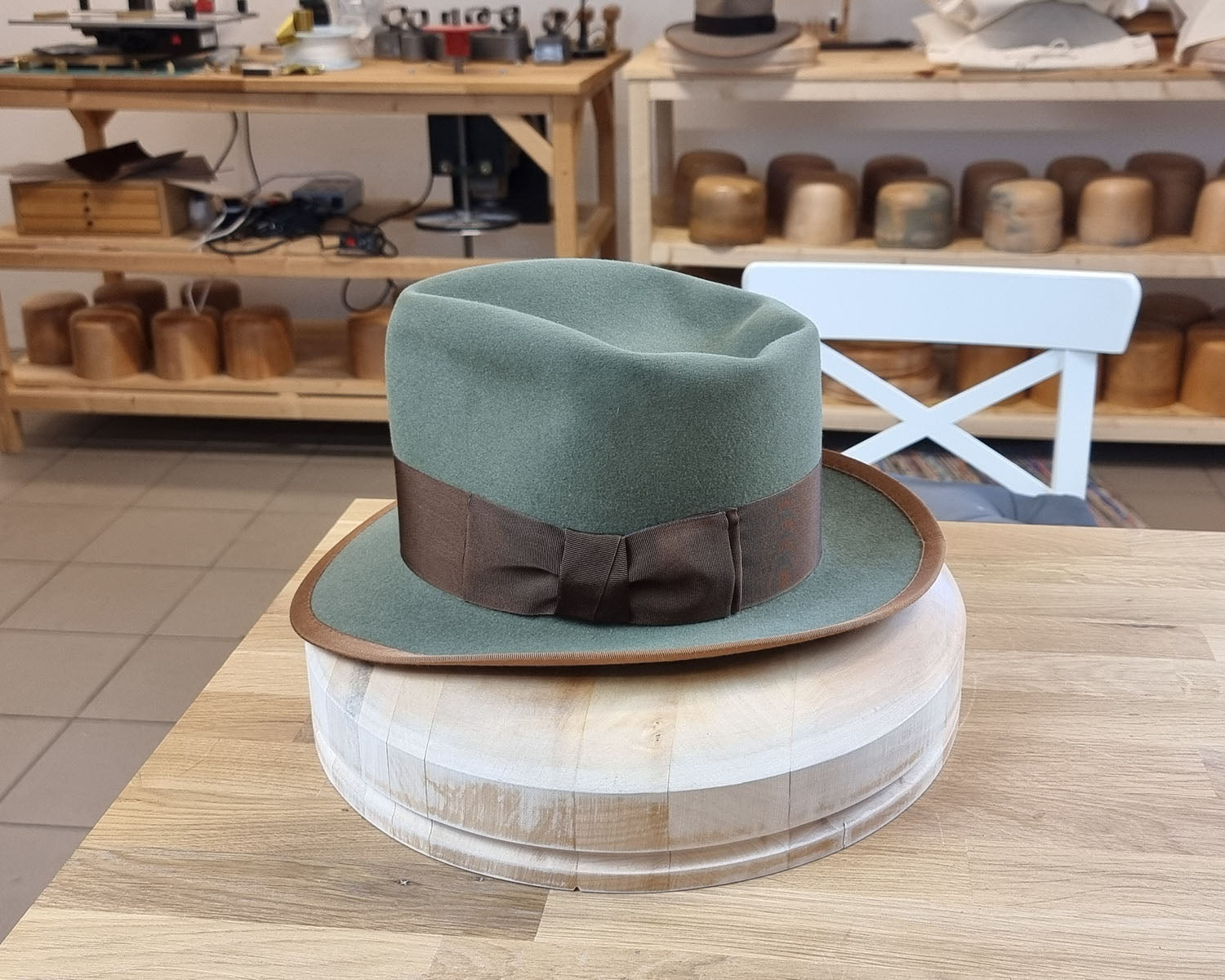 WHIPPET FEDORA | DELUXE RABBIT & HARE BLEND | SAGE GREEN | SIZE 59, US 7 3/8