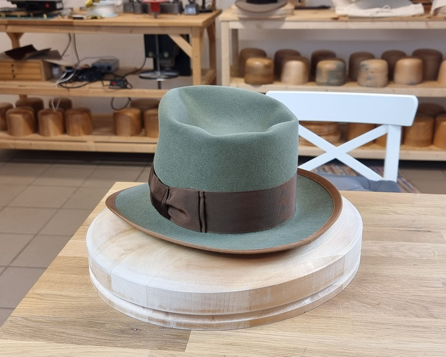 WHIPPET FEDORA | DELUXE RABBIT & HARE BLEND | SAGE GREEN | SIZE 59, US 7 3/8