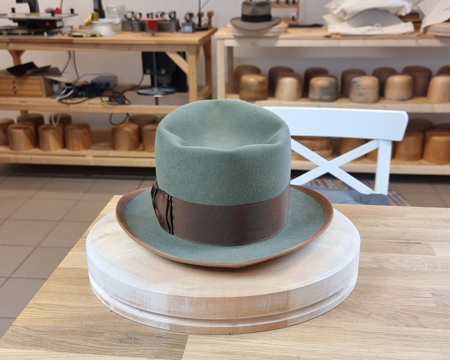WHIPPET FEDORA | DELUXE RABBIT & HARE BLEND | SAGE GREEN | SIZE 59, US 7 3/8