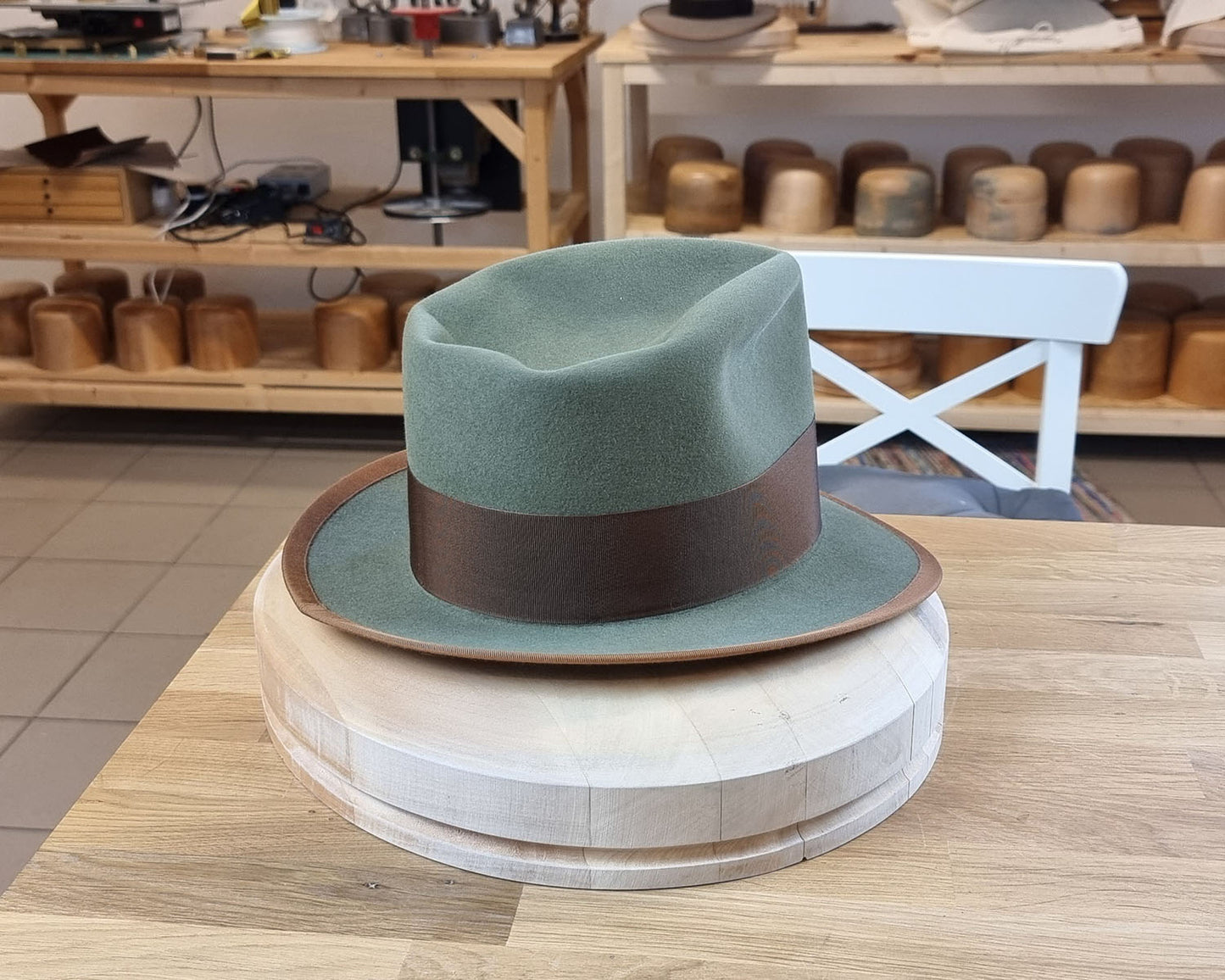 WHIPPET FEDORA | DELUXE RABBIT & HARE BLEND | SAGE GREEN | SIZE 59, US 7 3/8