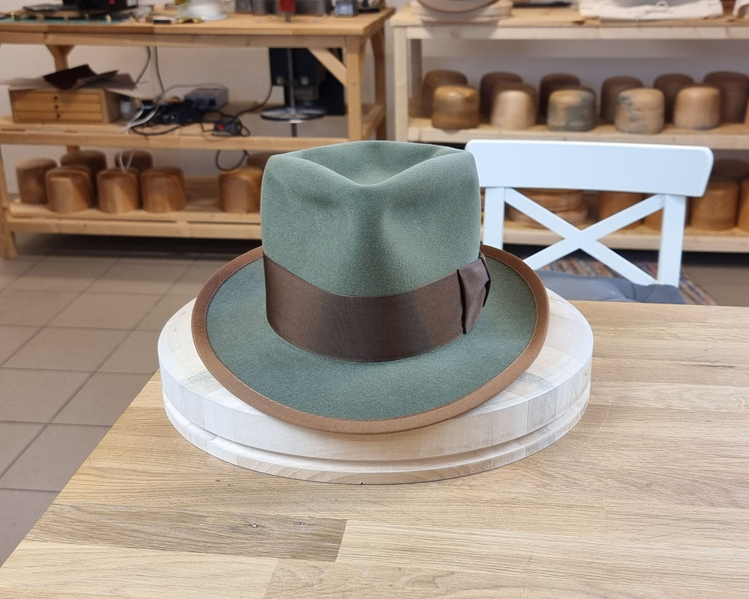 WHIPPET FEDORA | DELUXE RABBIT & HARE BLEND | SAGE GREEN | SIZE 59, US 7 3/8