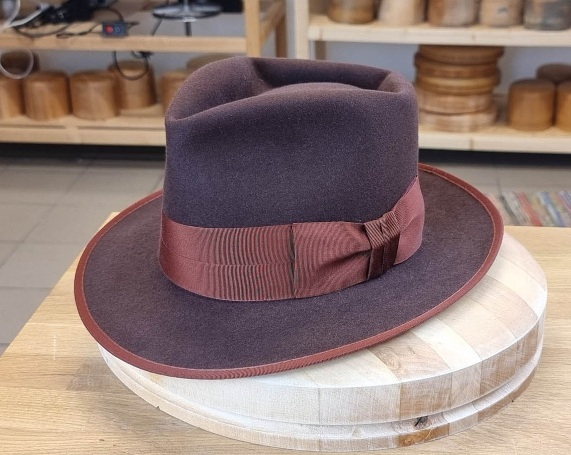 BOGART FEDORA | DARK BROWN RUST | 50X BEAVER BLEND | SIZE 57, US 7 1/8