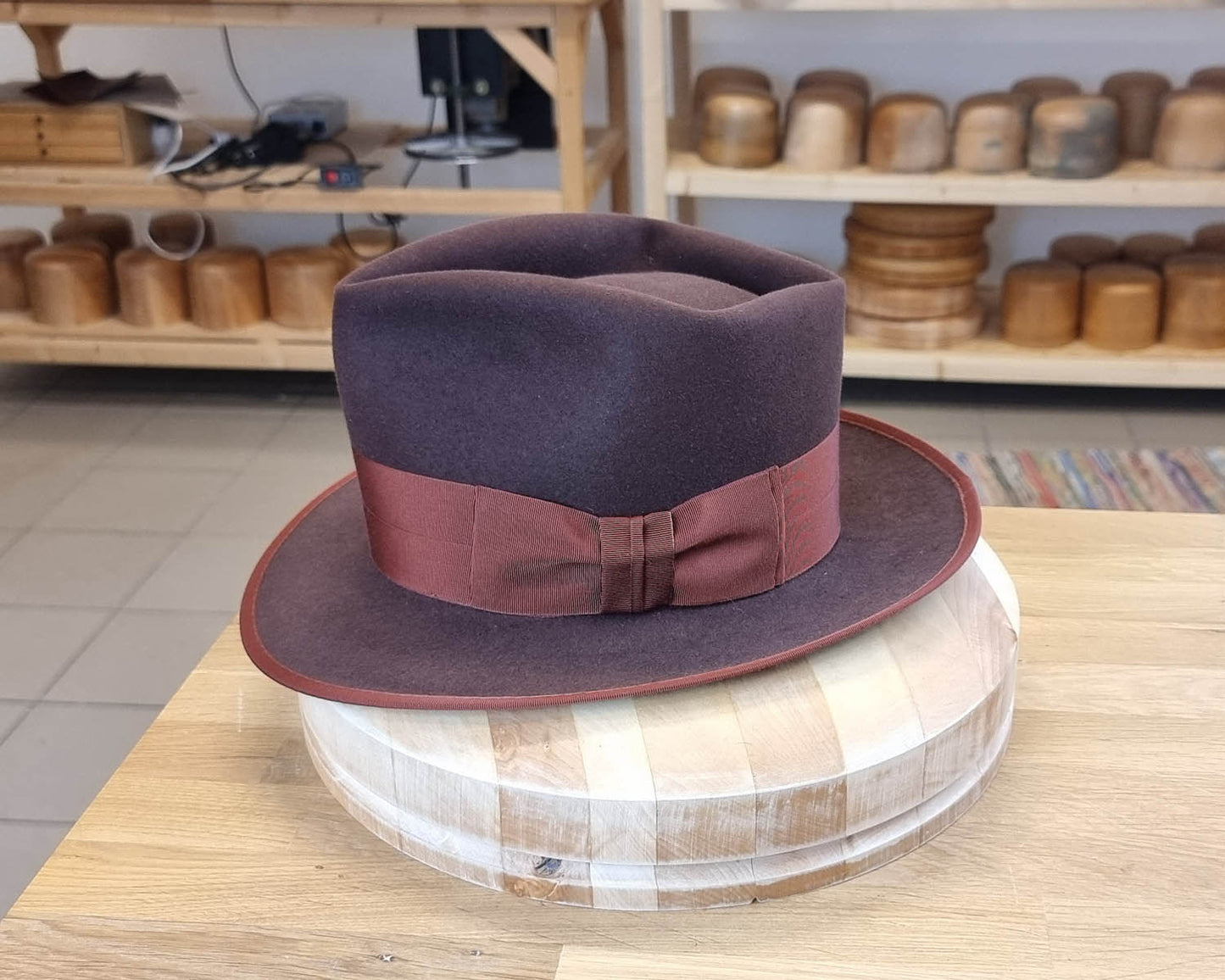 BOGART FEDORA | DARK BROWN RUST | 50X BEAVER BLEND | SIZE 57, US 7 1/8