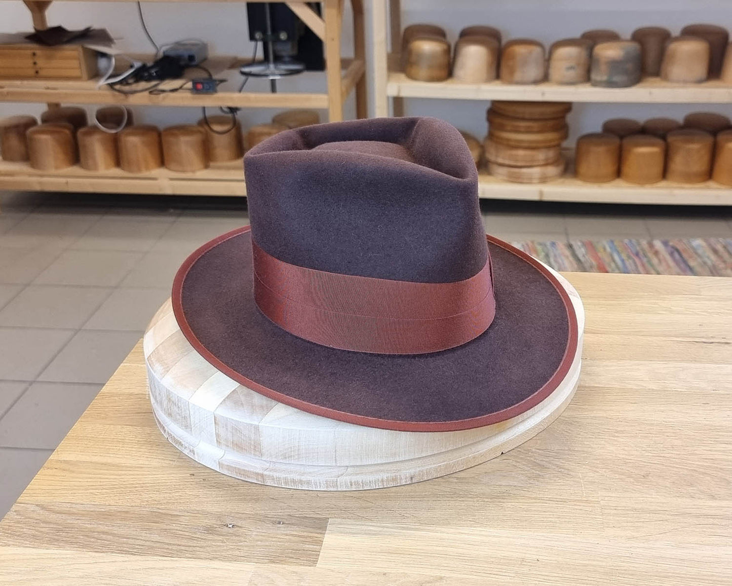 BOGART FEDORA | DARK BROWN RUST | 50X BEAVER BLEND | SIZE 57, US 7 1/8