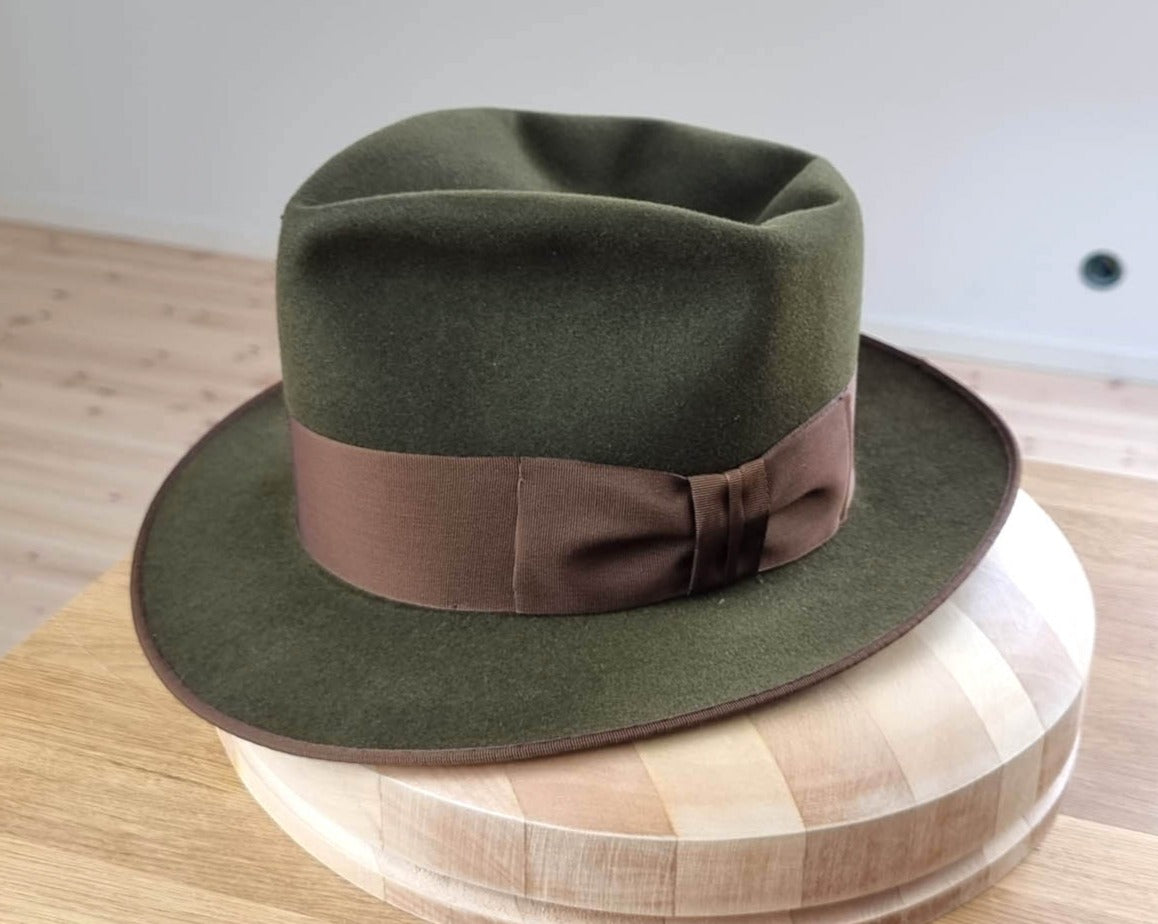 WHIPPET FEDORA | DELUXE RABBIT & HARE BLEND | MOSS GREEN | SIZE 59, US 7 3/8