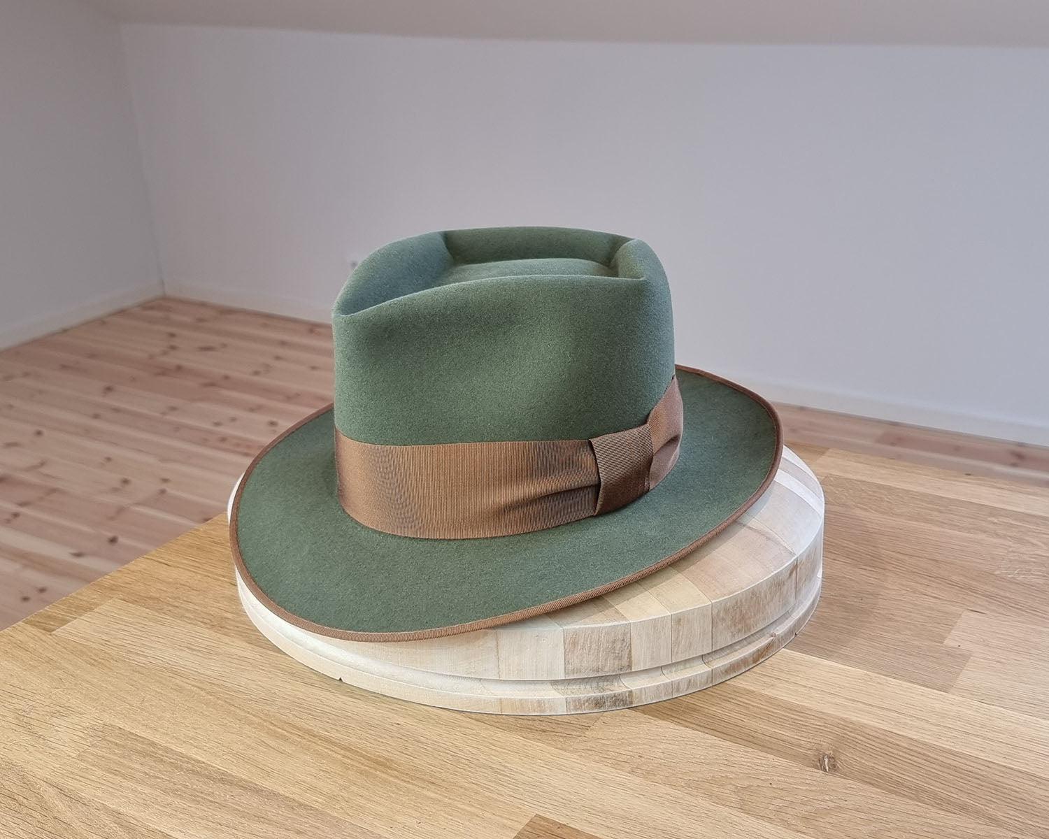 BOGART Maltese Falcon Crease FEDORA | SAGE COLOR | RABBIT & HARE DELUXE BLEND | SIZE 58, US 7 1/4