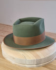 BOGART Maltese Falcon Crease FEDORA | SAGE COLOR | RABBIT & HARE DELUXE BLEND | SIZE 58, US 7 1/4