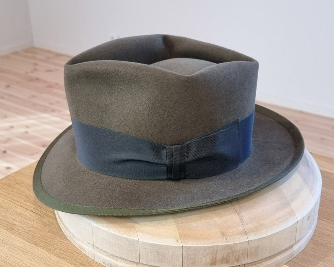 BOGART Maltese Falcon Crease FEDORA | 50X BEAVER BLEND | OLIVE COLOR | SIZE 59, US 7 3/8