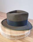 BOGART Maltese Falcon Crease FEDORA | 50X BEAVER BLEND | OLIVE COLOR | SIZE 59, US 7 3/8