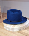 PLAYBOY FEDORA | 30X BEAVER BLEND | ROYAL BLUE COLOR | SIZE 58, US 7 1/4
