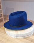 PLAYBOY FEDORA | 30X BEAVER BLEND | ROYAL BLUE COLOR | SIZE 58, US 7 1/4
