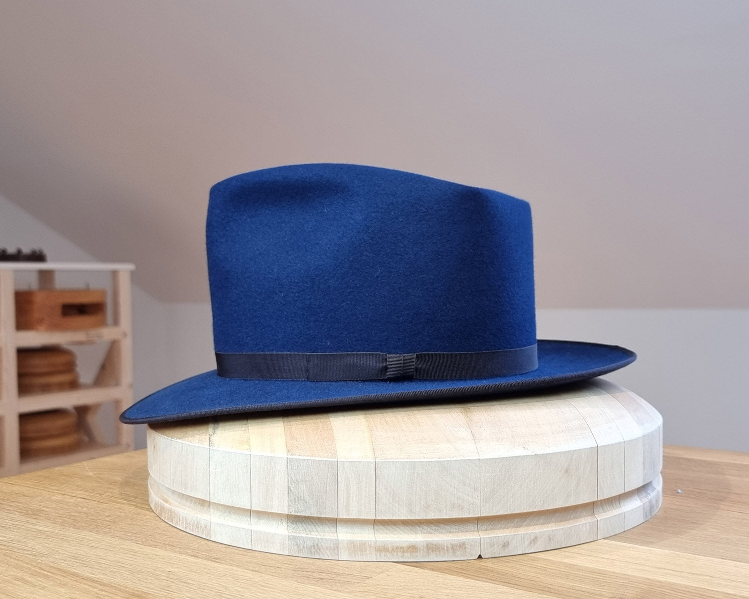 PLAYBOY FEDORA | 30X BEAVER BLEND | ROYAL BLUE COLOR | SIZE 58, US 7 1/4