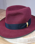 LEIFUR FEDORA | BURGUNDY | RABBIT & HARE DELUXE BLEND | SIZE 60, US 7 1/2