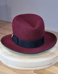 LEIFUR FEDORA | BURGUNDY | RABBIT & HARE DELUXE BLEND | SIZE 60, US 7 1/2