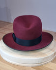 LEIFUR FEDORA | BURGUNDY | RABBIT & HARE DELUXE BLEND | SIZE 60, US 7 1/2