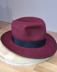 LEIFUR FEDORA | BURGUNDY | RABBIT & HARE DELUXE BLEND | SIZE 60, US 7 1/2
