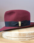 LEIFUR FEDORA | BURGUNDY | RABBIT & HARE DELUXE BLEND | SIZE 60, US 7 1/2