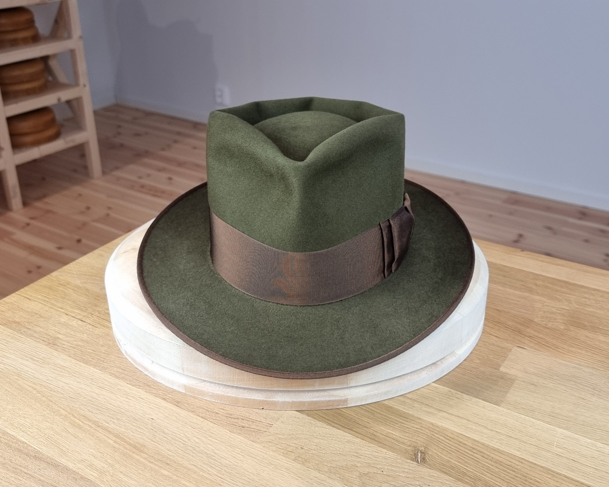 BOGART FEDORA | 100X BEAVER | MOSS GREEN COLOR | SIZE 60, US 7 1/2