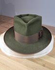 BOGART FEDORA | 100X BEAVER | MOSS GREEN COLOR | SIZE 60, US 7 1/2