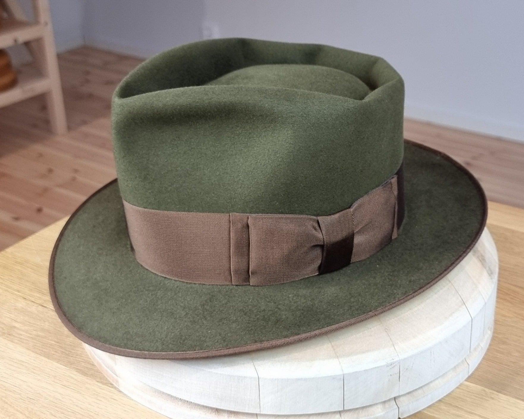 BOGART FEDORA | 100X BEAVER | MOSS GREEN COLOR | SIZE 60, US 7 1/2