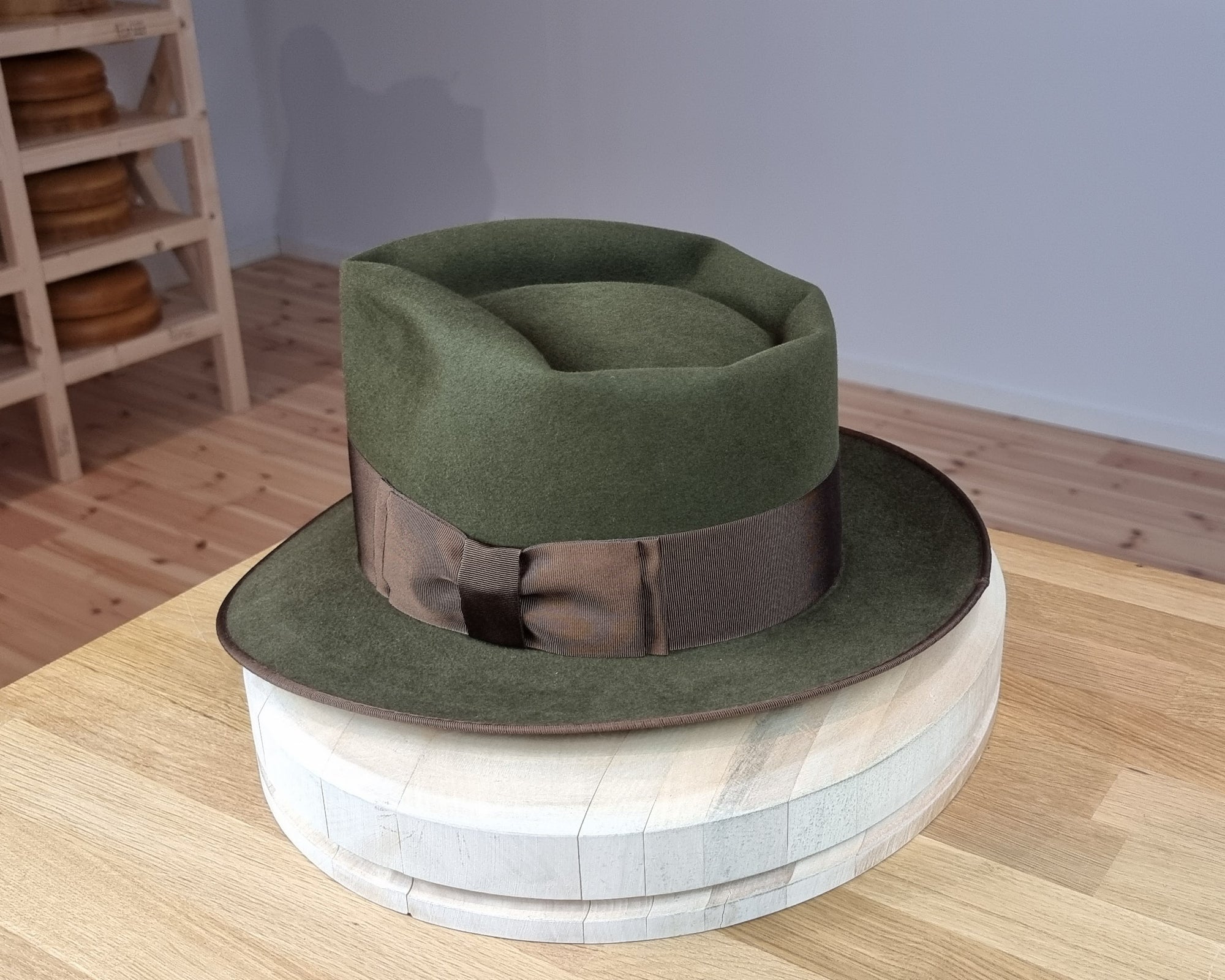 BOGART FEDORA | 100X BEAVER | MOSS GREEN COLOR | SIZE 60, US 7 1/2