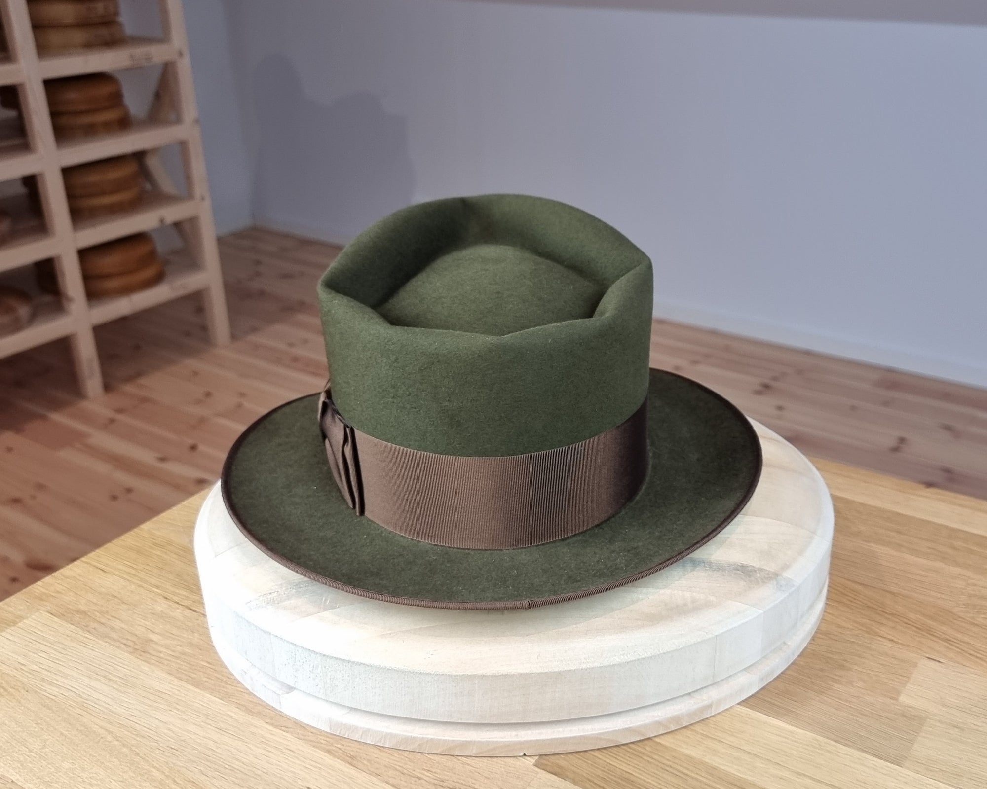 BOGART FEDORA | 100X BEAVER | MOSS GREEN COLOR | SIZE 60, US 7 1/2