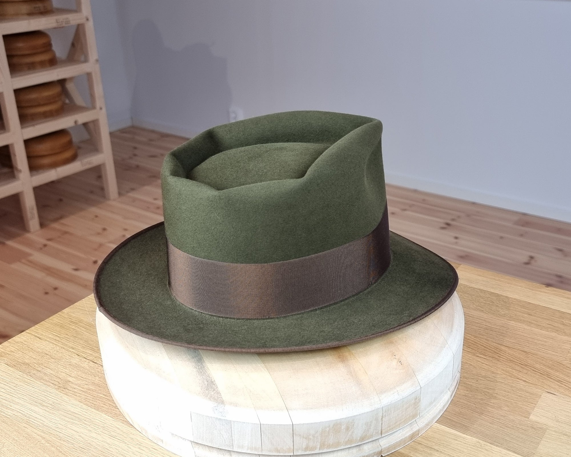 BOGART FEDORA | 100X BEAVER | MOSS GREEN COLOR | SIZE 60, US 7 1/2