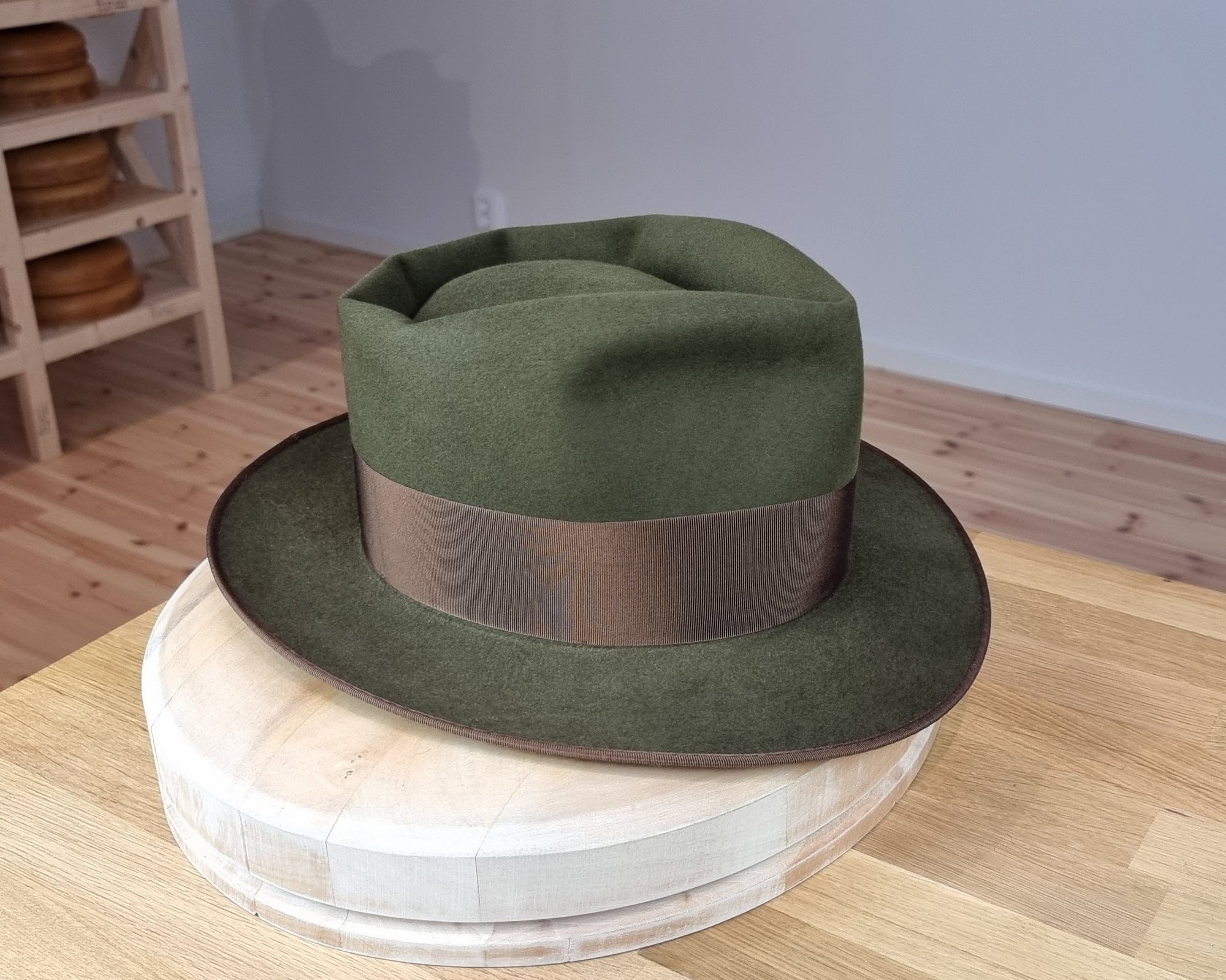BOGART FEDORA | 100X BEAVER | MOSS GREEN COLOR | SIZE 60, US 7 1/2