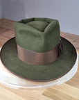 BOGART FEDORA | 100X BEAVER | MOSS GREEN COLOR | SIZE 60, US 7 1/2