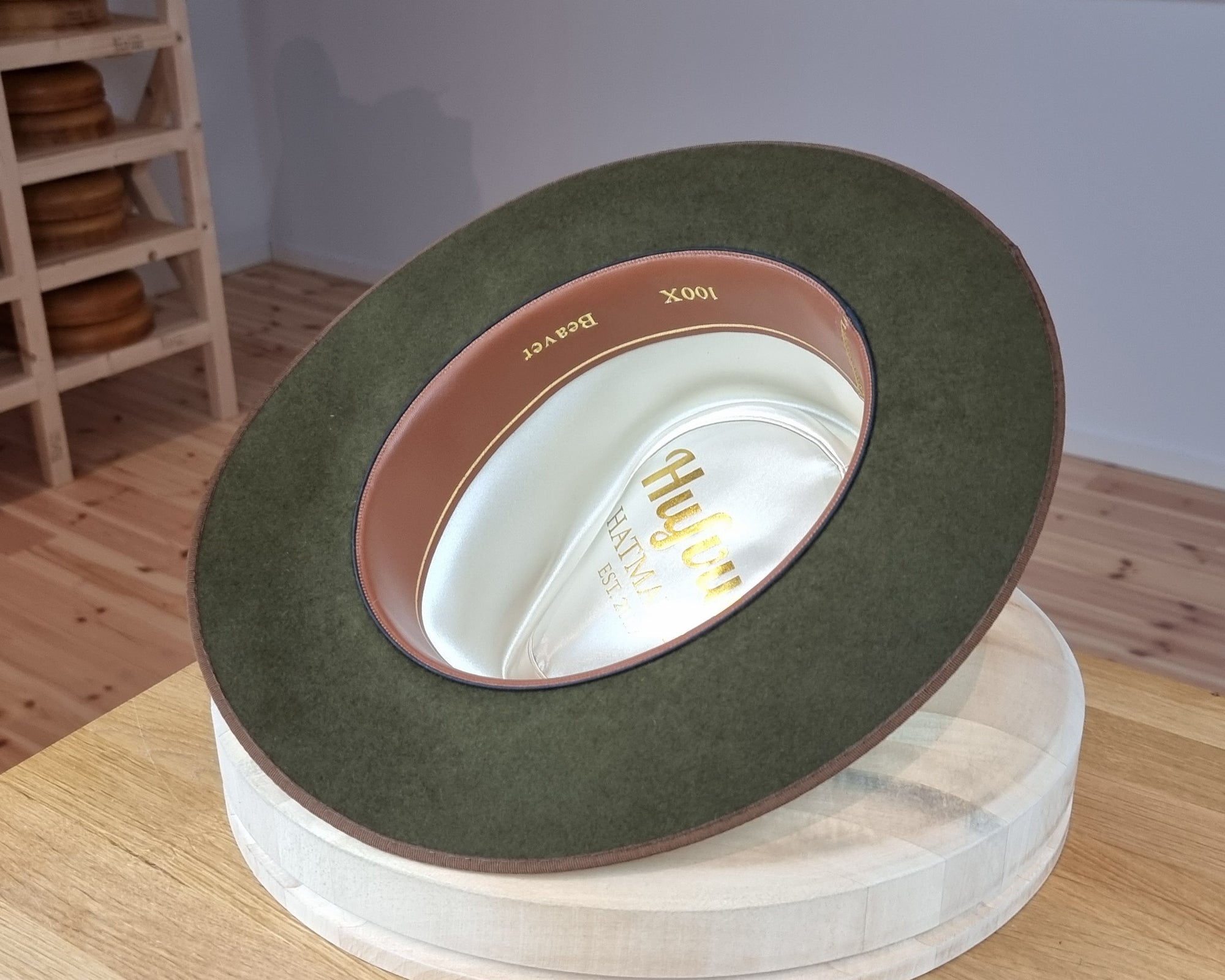 BOGART FEDORA | 100X BEAVER | MOSS GREEN COLOR | SIZE 60, US 7 1/2