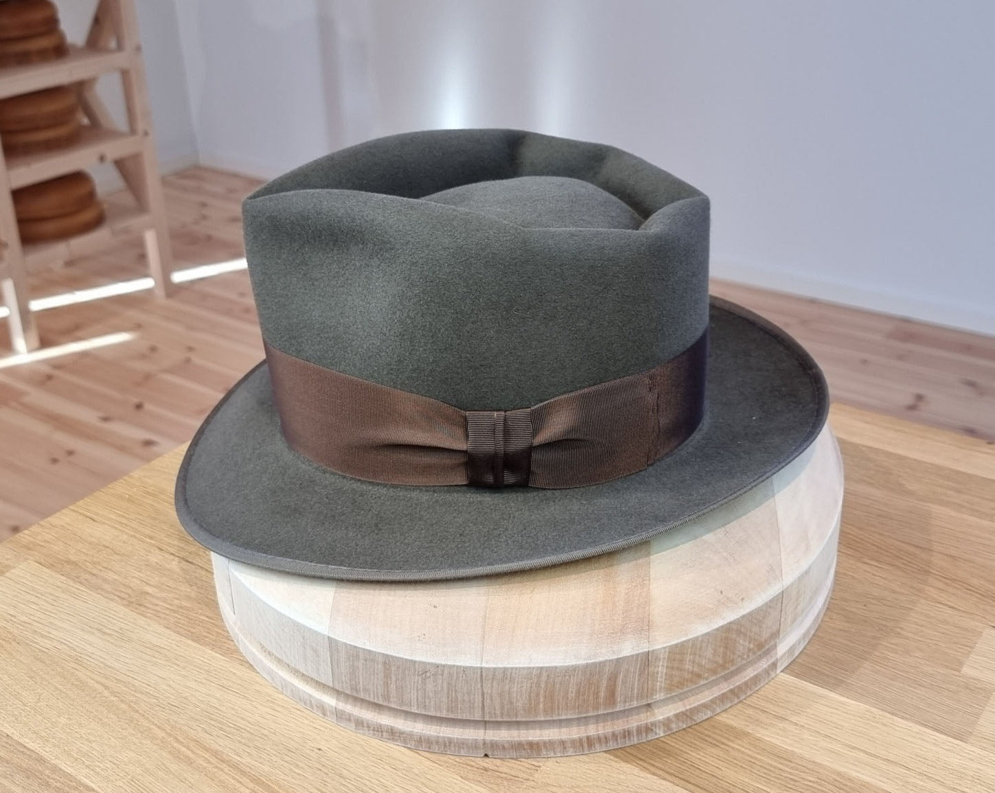 BOGART FEDORA | 50X BEAVER BLEND | OLIVE COLOR |  SIZE 61, US 7 5/8
