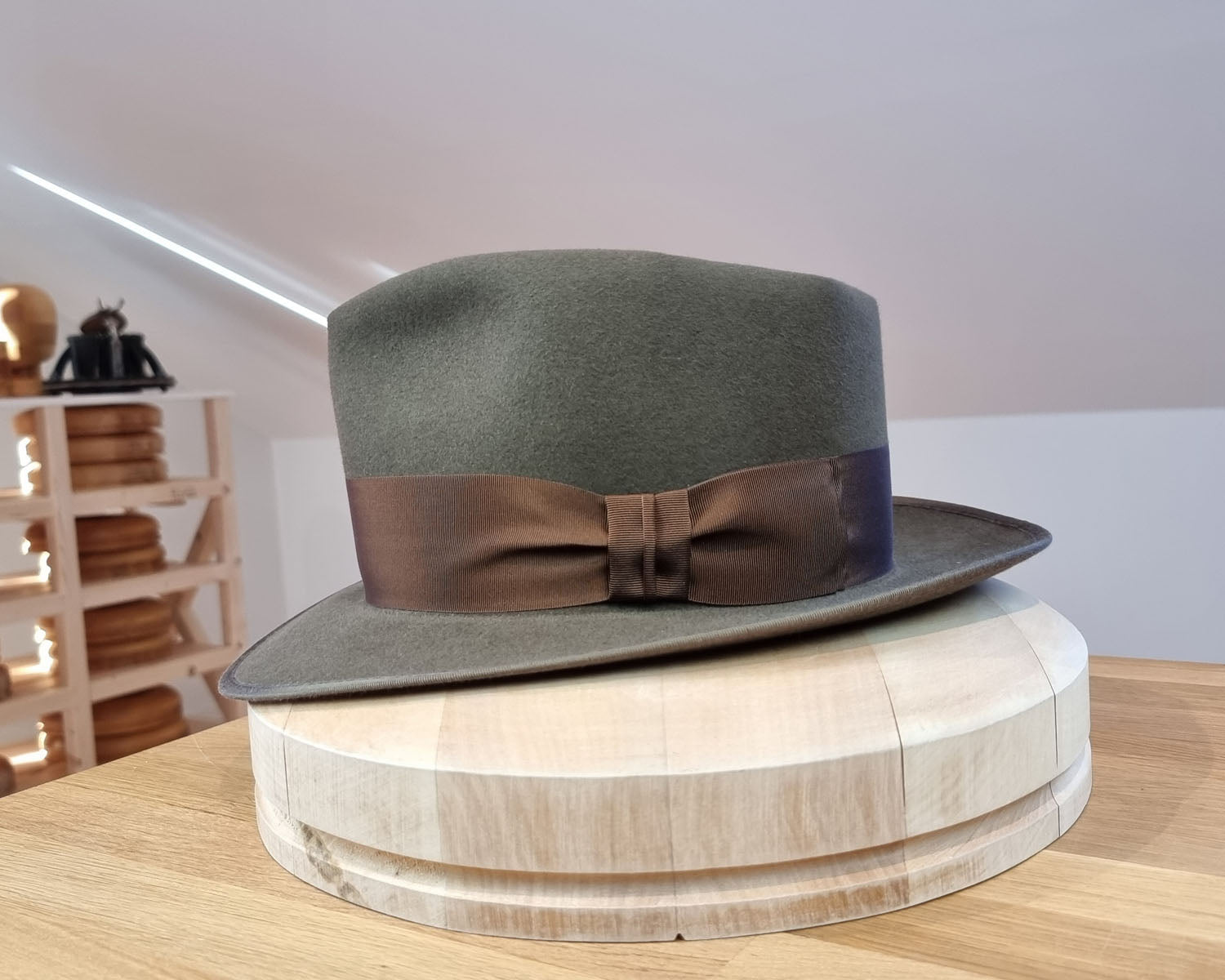 BOGART FEDORA | 50X BEAVER BLEND | OLIVE COLOR |  SIZE 61, US 7 5/8
