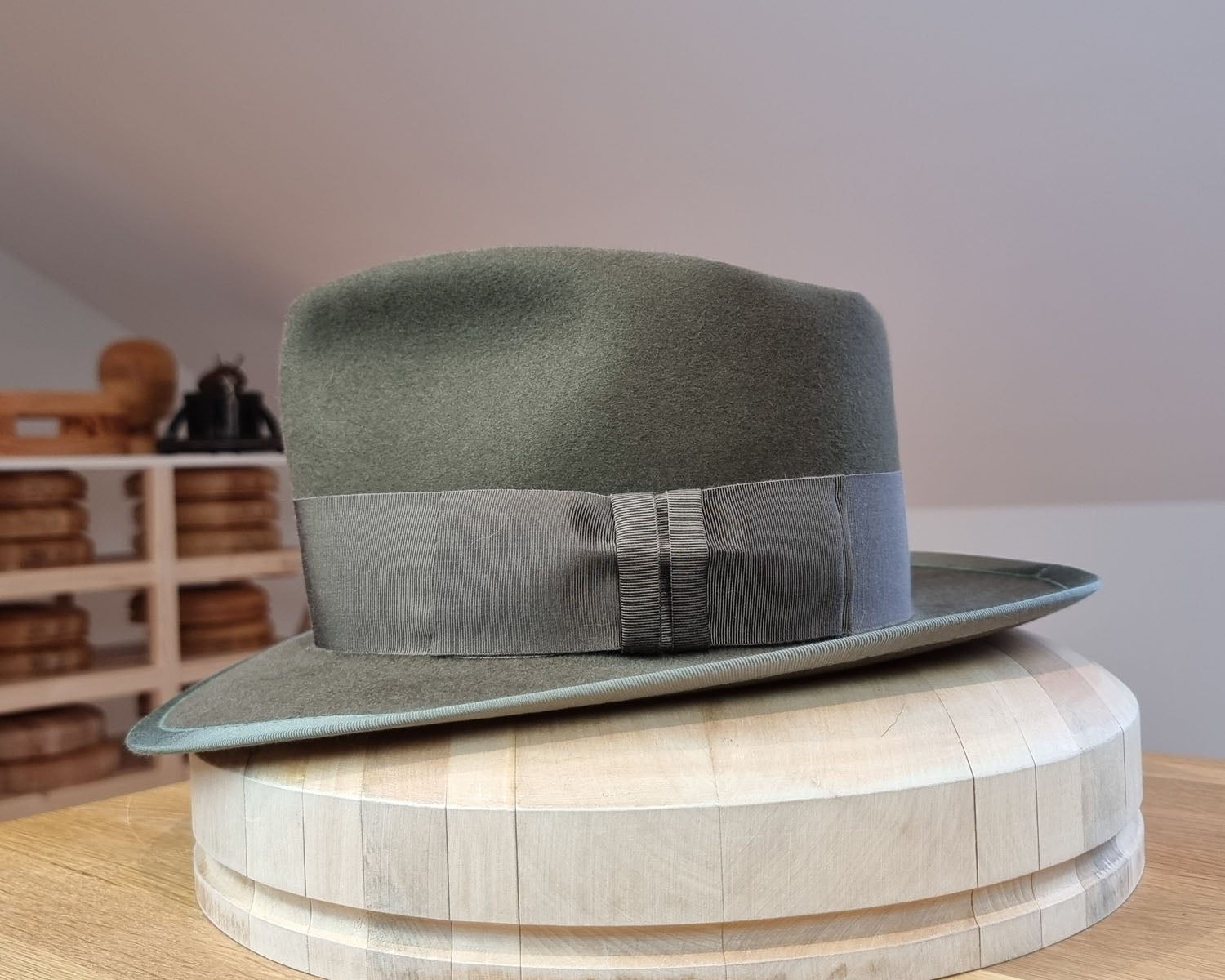 BOGART FEDORA | 50X BEAVER BLEND | OLIVE COLOR |  SIZE 58, US 7 1/4