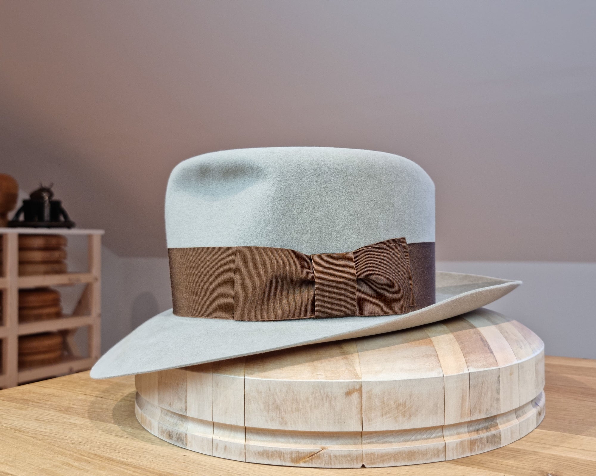 LEIFUR Lucky FEDORA | 50X BEAVER BLEND | DOVE GRAY COLOR | SIZE 59, US 7 3/8