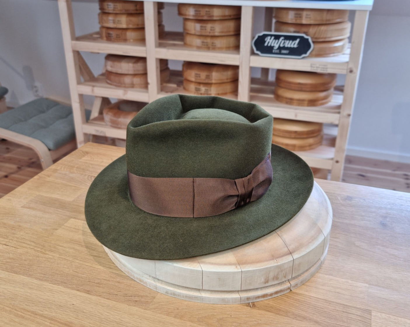 BOGART FEDORA | DELUXE RABBIT & HARE BLEND | MOSS GREEN COLOR | SIZE 58, US 7 1/4