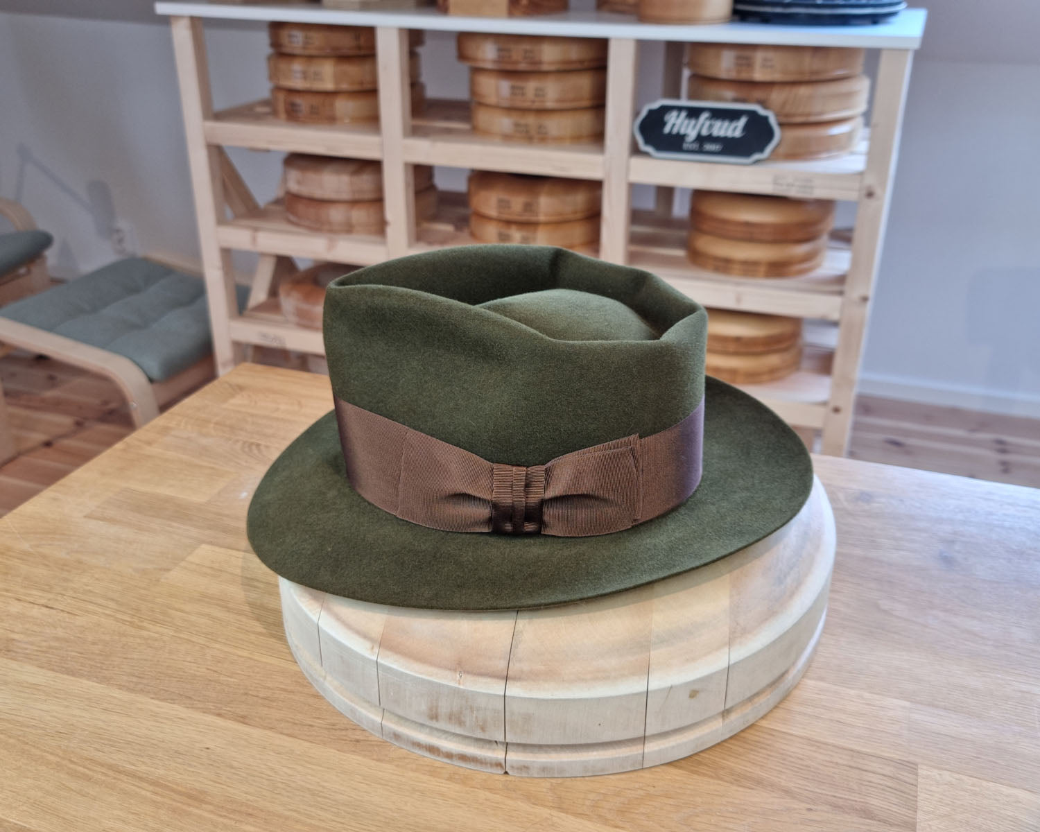 BOGART FEDORA | DELUXE RABBIT & HARE BLEND | MOSS GREEN COLOR | SIZE 58, US 7 1/4