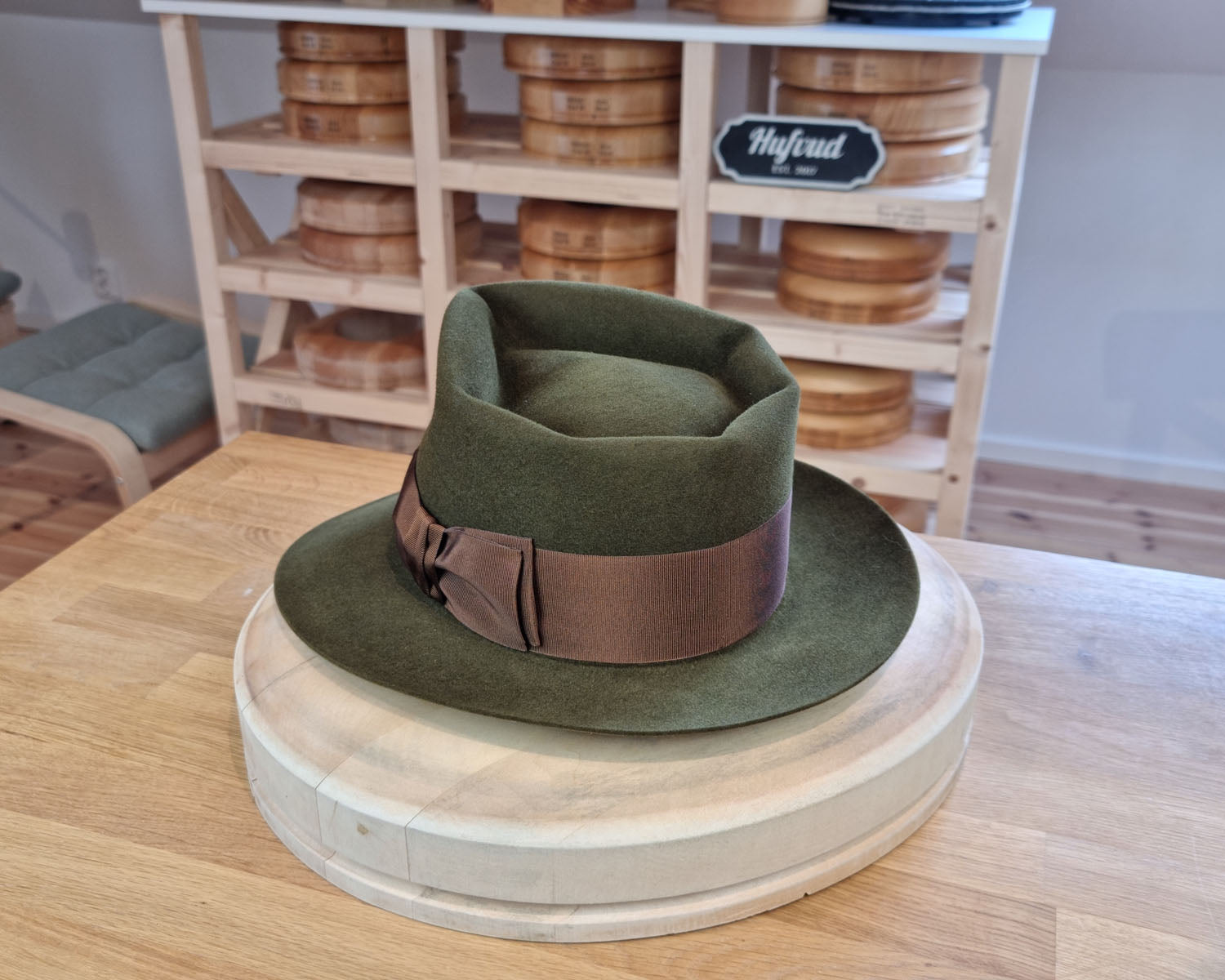 BOGART FEDORA | DELUXE RABBIT & HARE BLEND | MOSS GREEN COLOR | SIZE 58, US 7 1/4