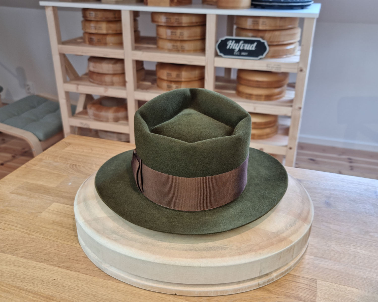 BOGART FEDORA | DELUXE RABBIT & HARE BLEND | MOSS GREEN COLOR | SIZE 58, US 7 1/4