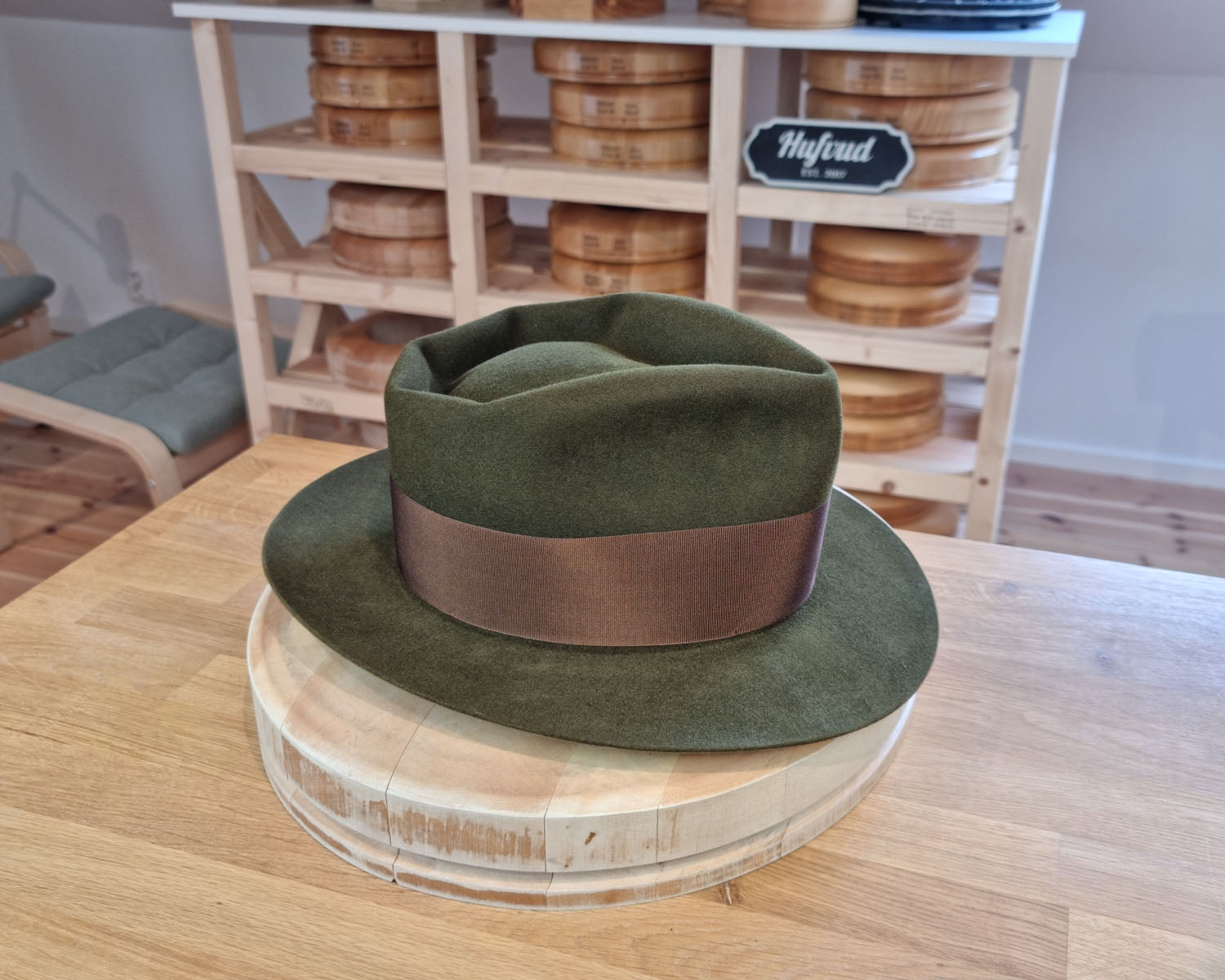 BOGART FEDORA | DELUXE RABBIT & HARE BLEND | MOSS GREEN COLOR | SIZE 58, US 7 1/4