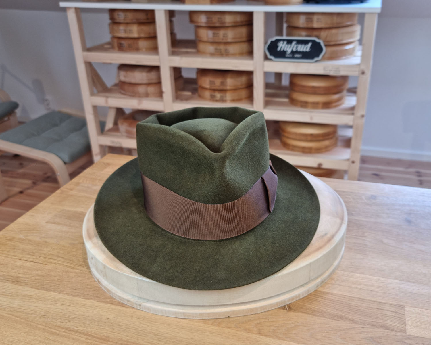 BOGART FEDORA | DELUXE RABBIT & HARE BLEND | MOSS GREEN COLOR | SIZE 58, US 7 1/4