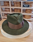 BOGART FEDORA | DELUXE RABBIT & HARE BLEND | MOSS GREEN COLOR | SIZE 58, US 7 1/4