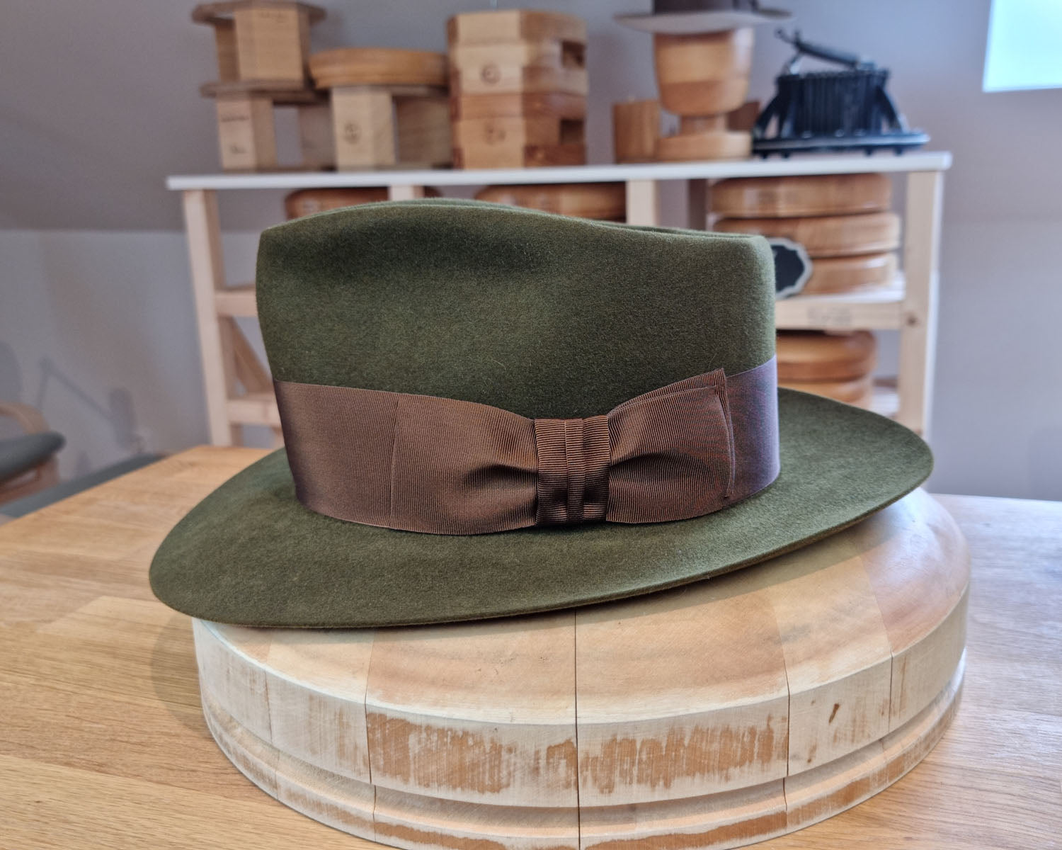 BOGART FEDORA | DELUXE RABBIT & HARE BLEND | MOSS GREEN COLOR | SIZE 58, US 7 1/4