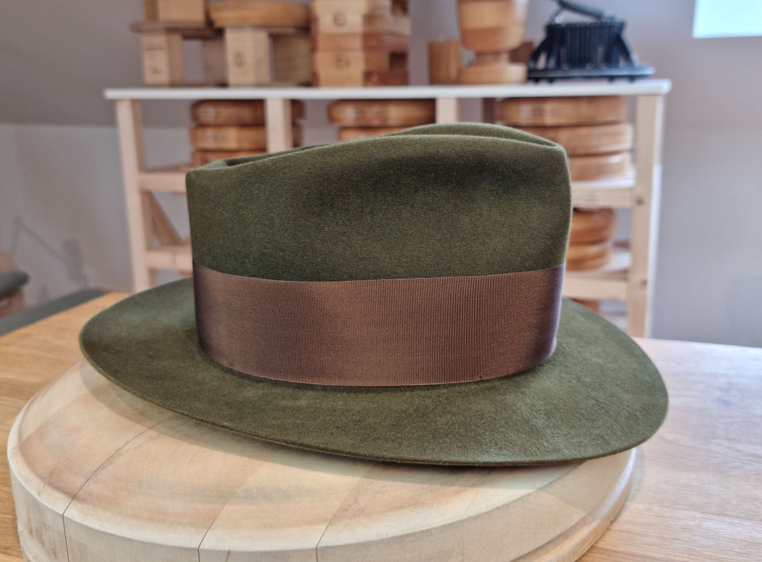 BOGART FEDORA | DELUXE RABBIT & HARE BLEND | MOSS GREEN COLOR | SIZE 58, US 7 1/4