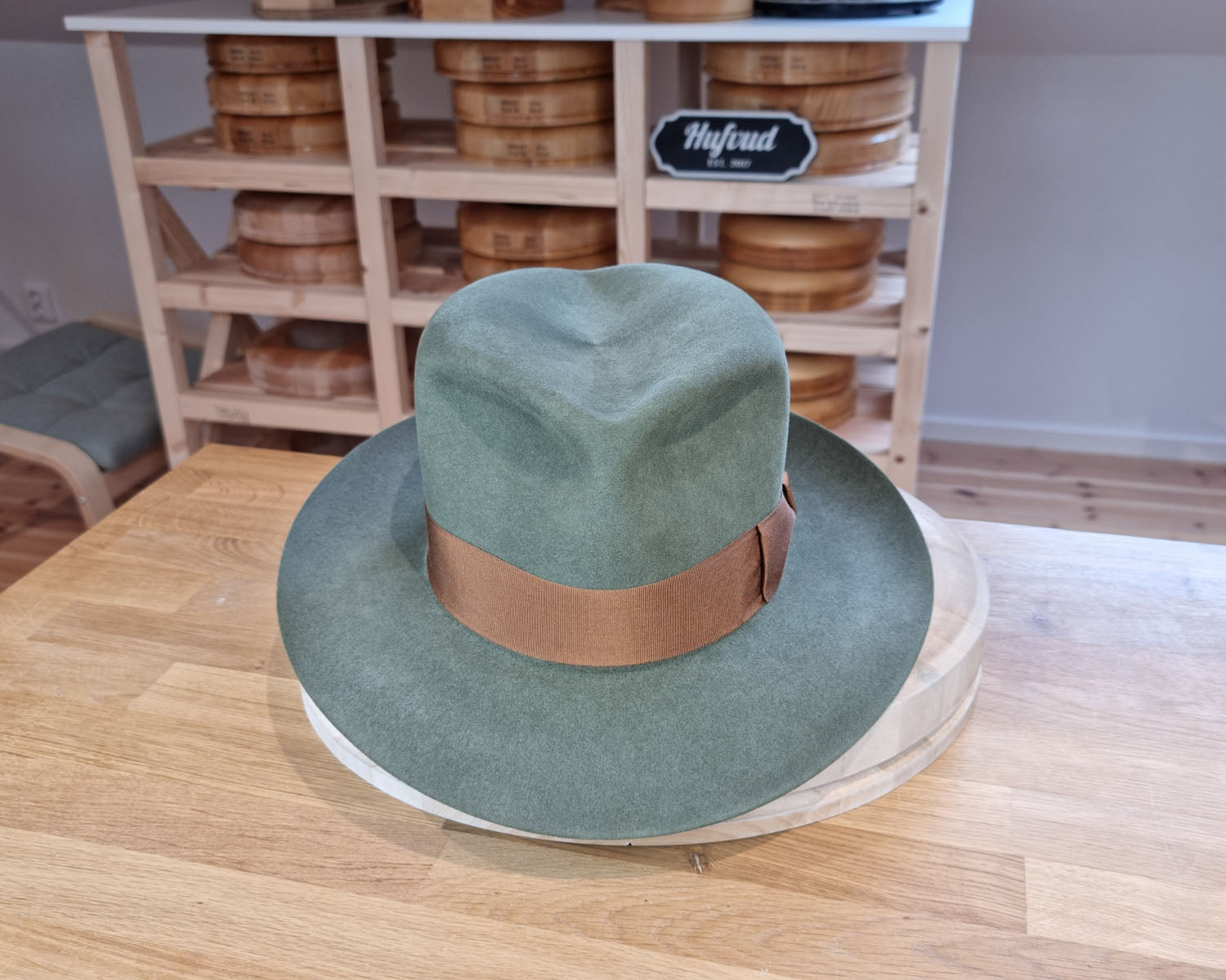 LEIFUR Lucky FEDORA | 50X BEAVER BLEND | SAGE GREEN COLOR | SIZE 60, US 7 1/2