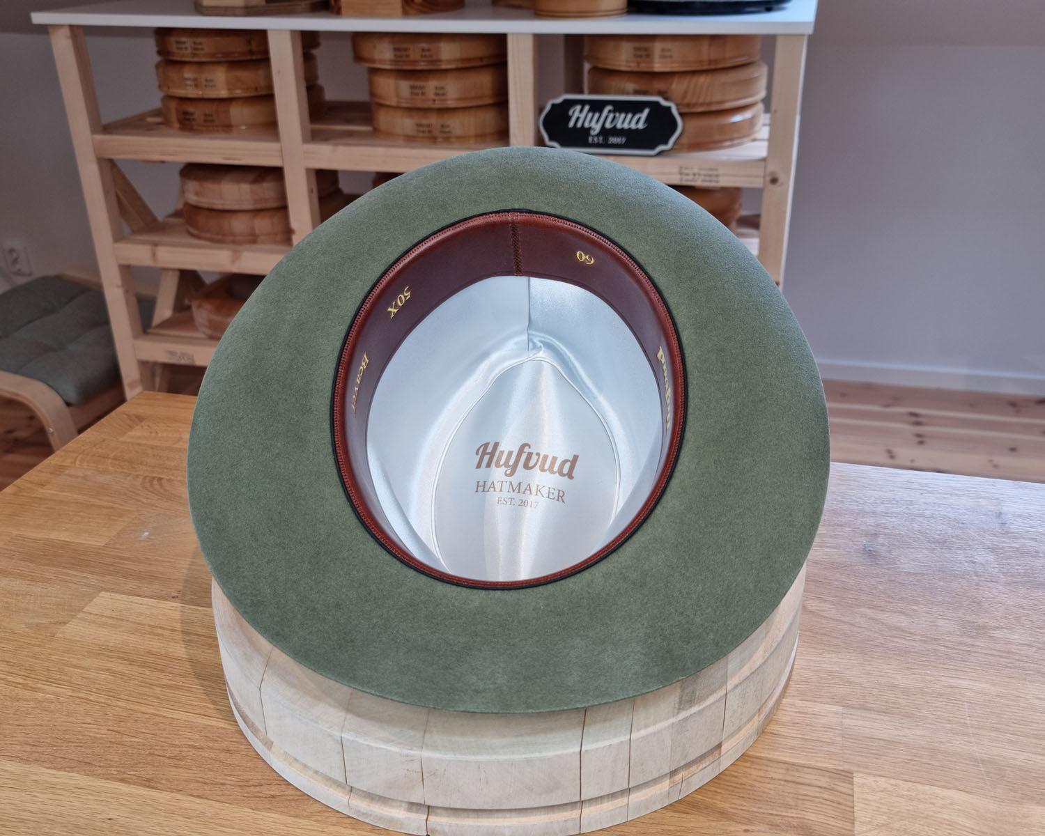 LEIFUR Lucky FEDORA | 50X BEAVER BLEND | SAGE GREEN COLOR | SIZE 60, US 7 1/2