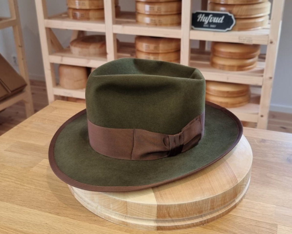 WHIPPET FEDORA | 100X BEAVER | MOSS GREEN COLOR | SIZE 58, US 7 1/4