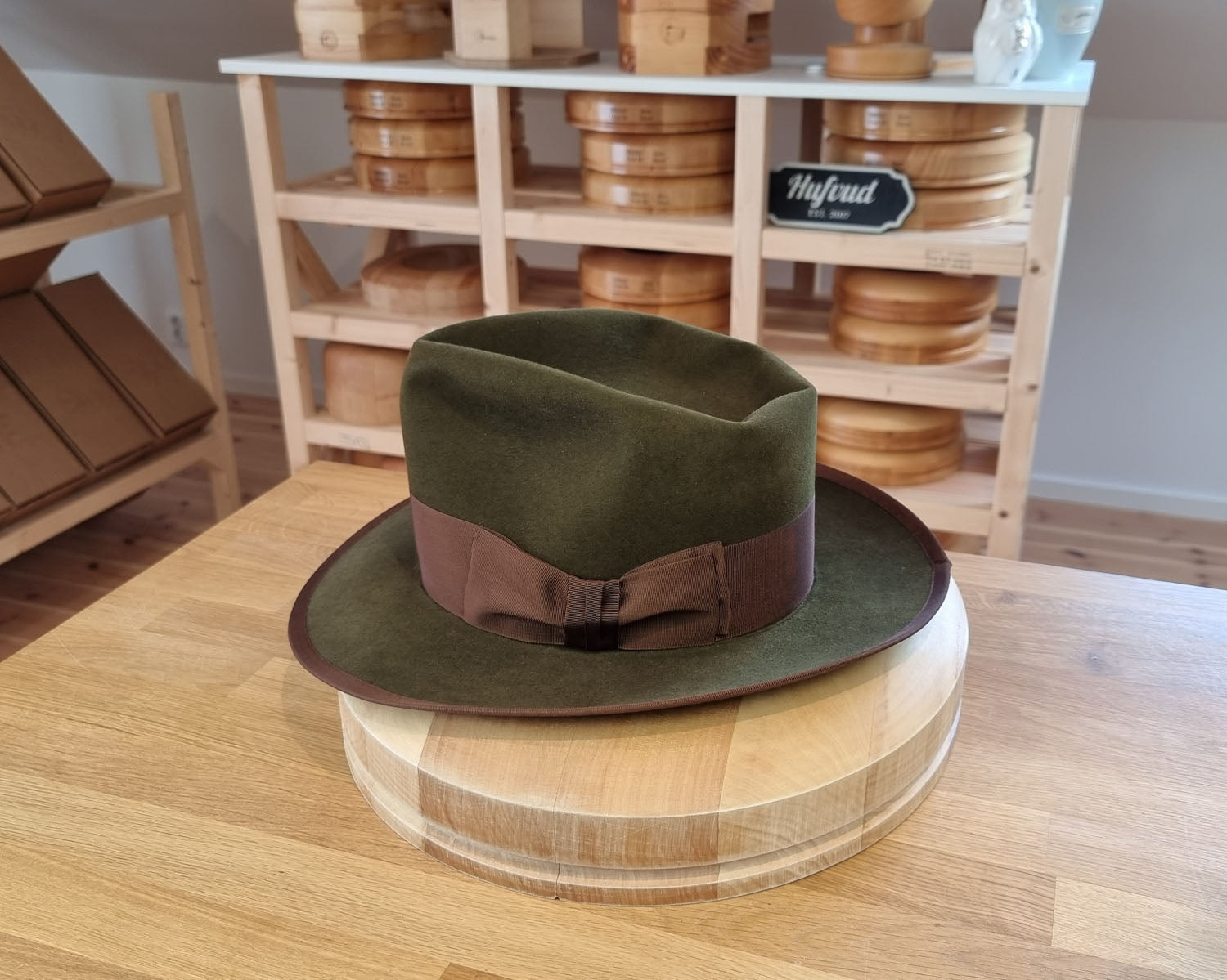 WHIPPET FEDORA | 100X BEAVER | MOSS GREEN COLOR | SIZE 58, US 7 1/4