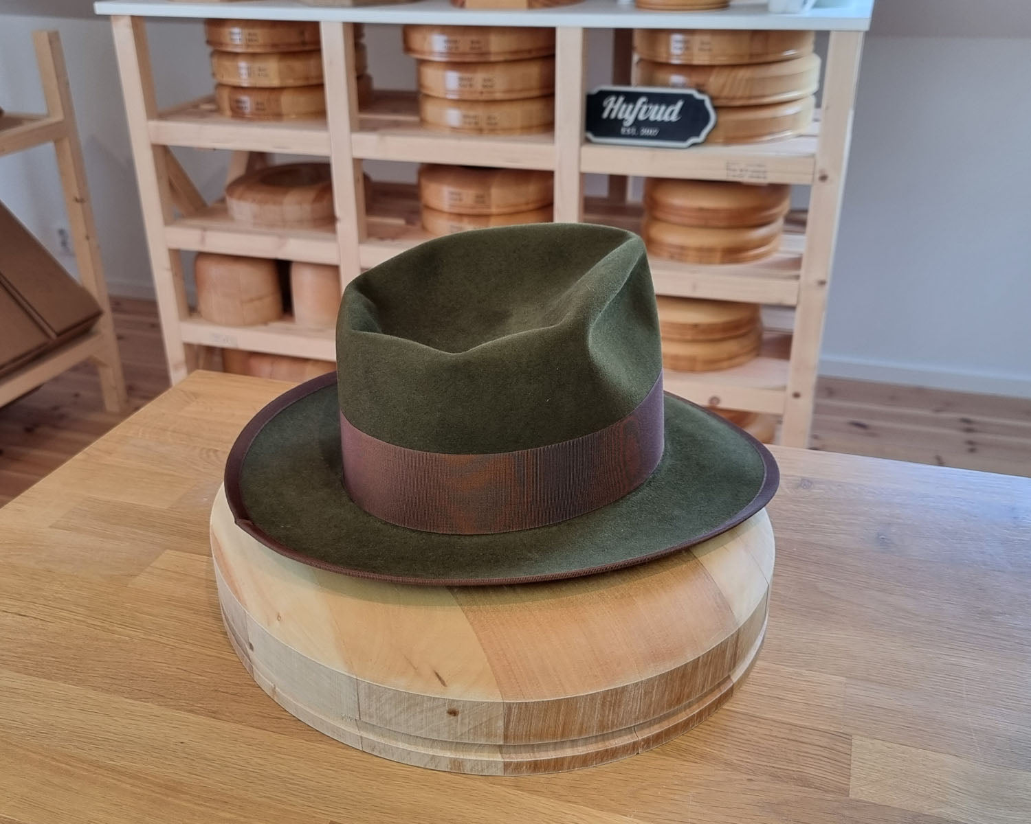 WHIPPET FEDORA | 100X BEAVER | MOSS GREEN COLOR | SIZE 58, US 7 1/4