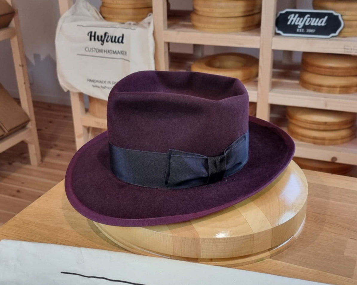 WHIPPET FEDORA | RABBIT & HARE DELUXE BLEND | PLUM COLOR | SIZE 60, US 7 1/2